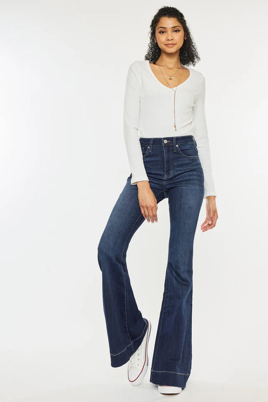 Retro flare high rise jeans