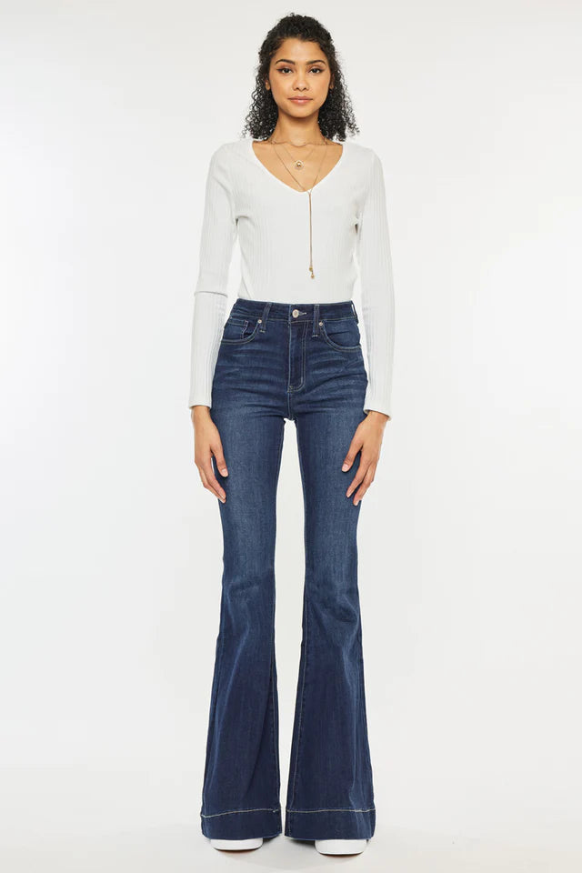 Retro flare high rise jeans