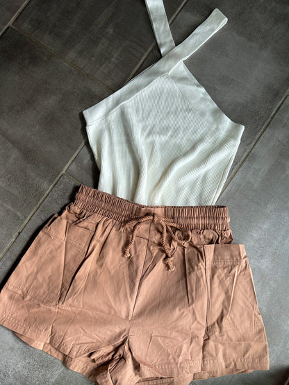 Brown Drawstring Shorts