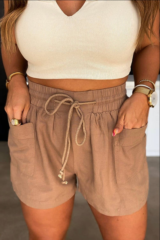 Brown Drawstring Shorts