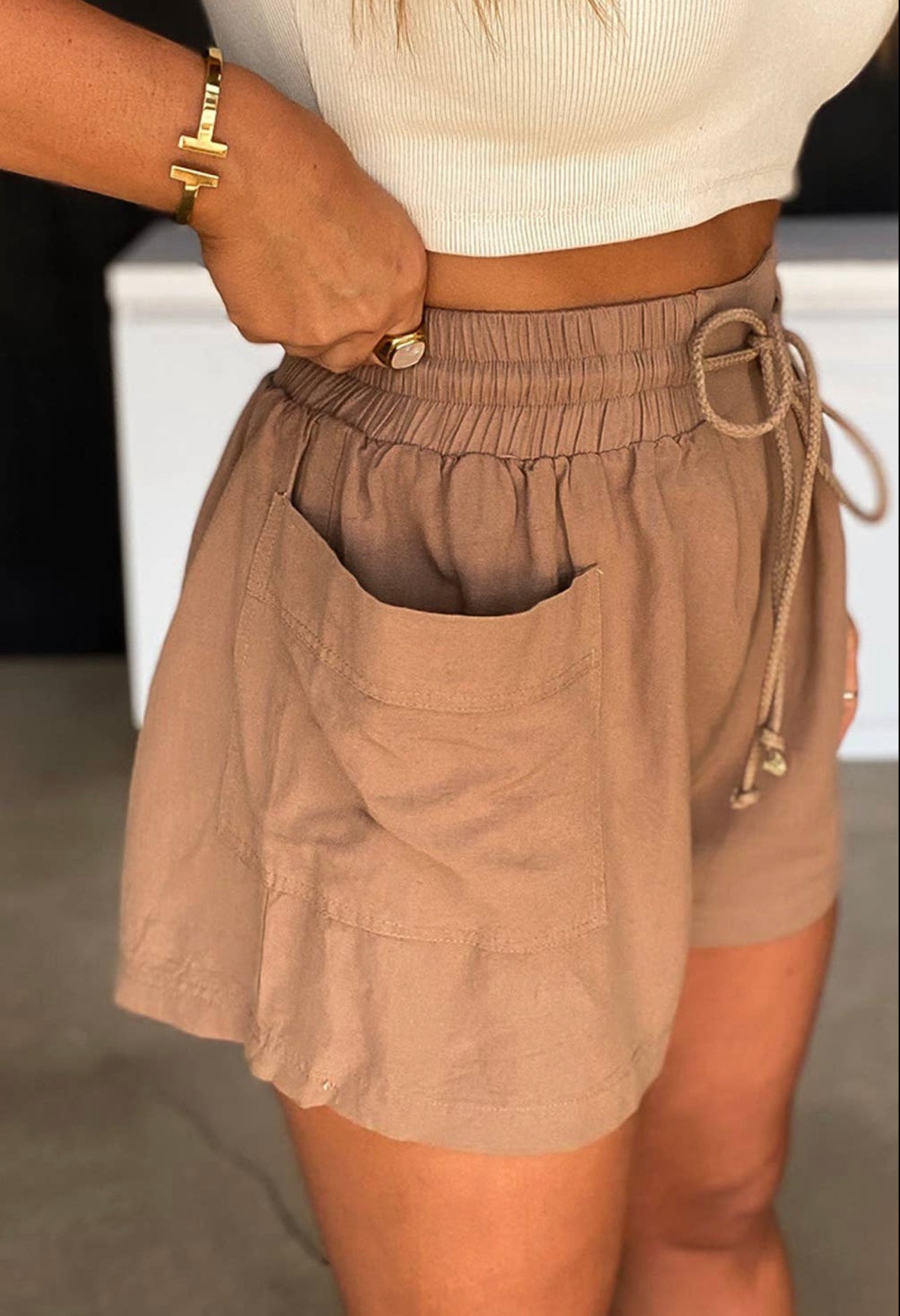 Brown Drawstring Shorts