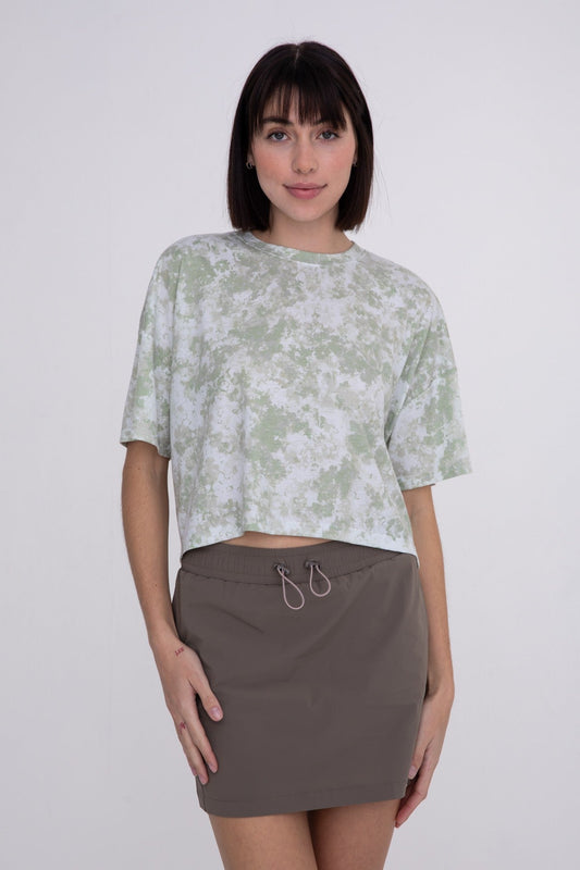 Green Ink Blot cropped tee