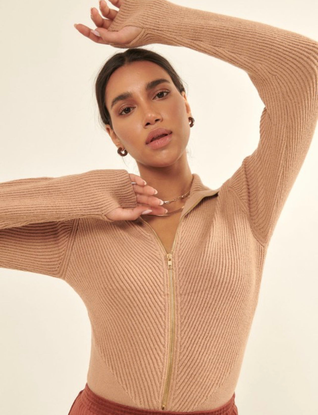 Zip-Up Sweater Bodysuit