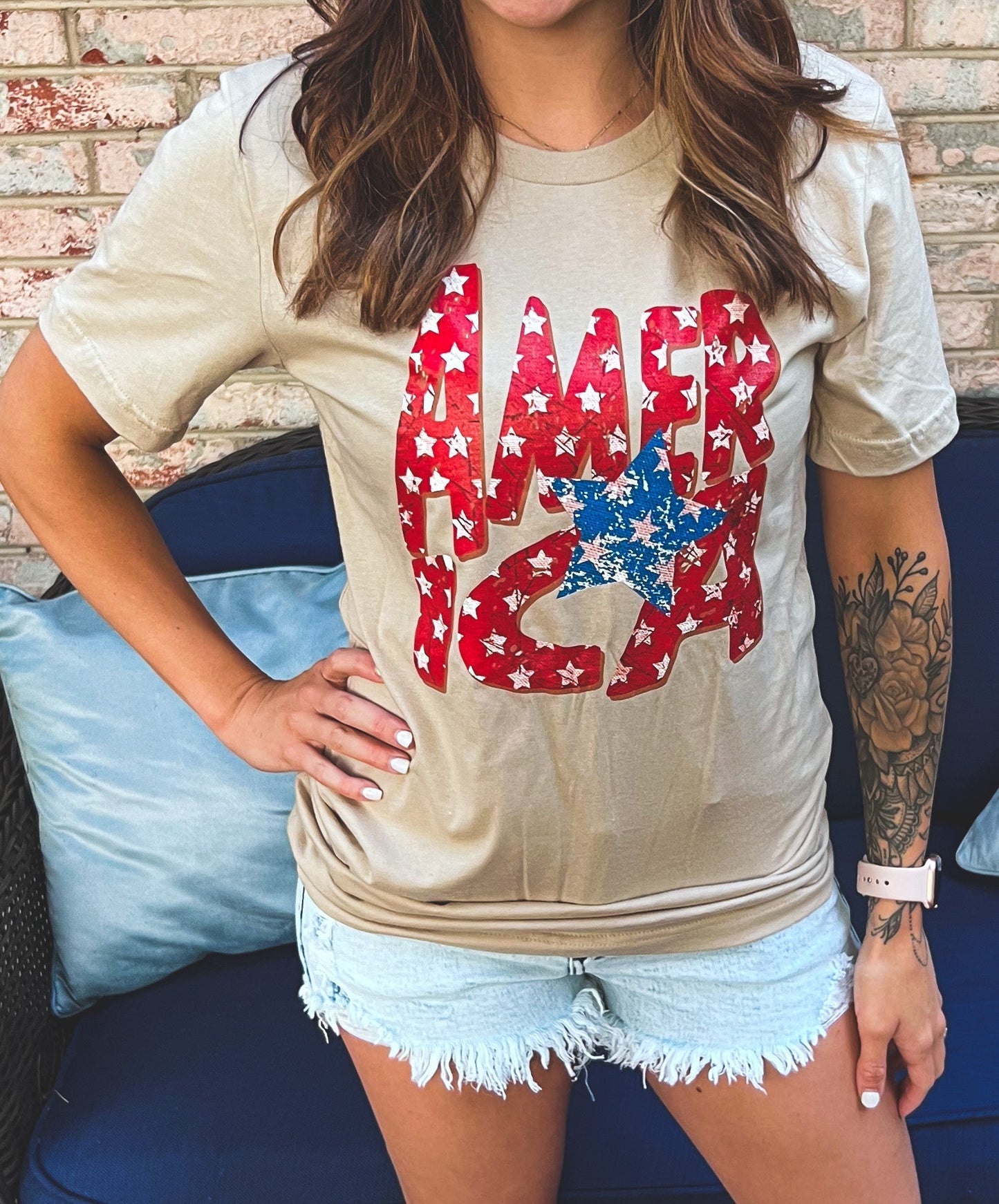 Tan America Tee